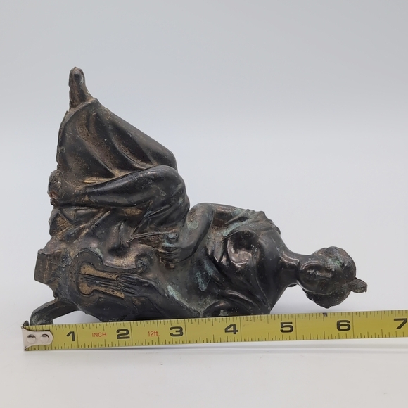 Antique Greek Muse With Lyre Metal Statue - Picture 8 of 8